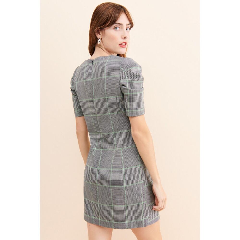 AMANDA UPRICHARD x NUULY Westwick Dress Small Petite Plaid Puff Sleeve Academia - Picture 5 of 10
